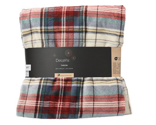 [4-729667] ***THROW POLYESTER RED/COLOUR(S) L130.00-W170.00-H0.80cm