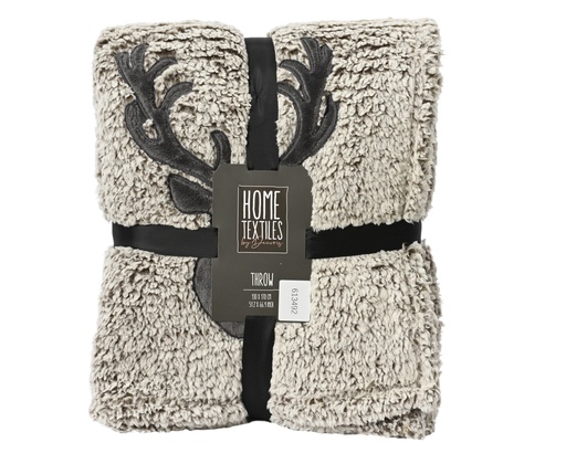 [4-613492] COUVERTURE EN FAUSSE FOURRURE - GRIS - L130.00-W170.00-H1.00cm