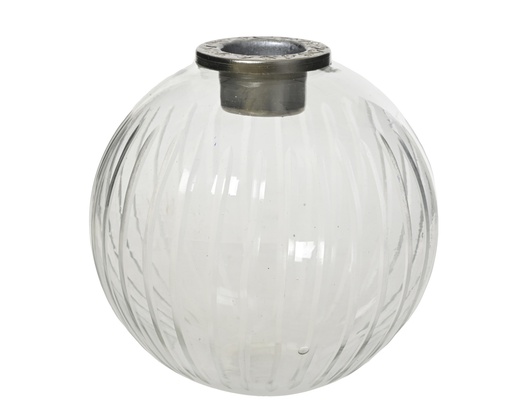 [4-708647] ***CANDLEHOLDER GLASS CLEAR L10.50-W10.50-H10.00cm