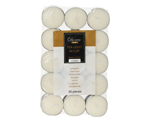 [4-214606] LUZ DE TE PARAFINA - PACK DE 30 -  dia3.80-H1.32cm