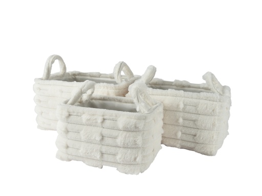 [4-538533] ***BASKET POLYESTER OFF-WHITE L30.00-W40.00-H22.00cm  L25.00-W35.00-H20.00cm  L20.00-W30.00-H18.00cm