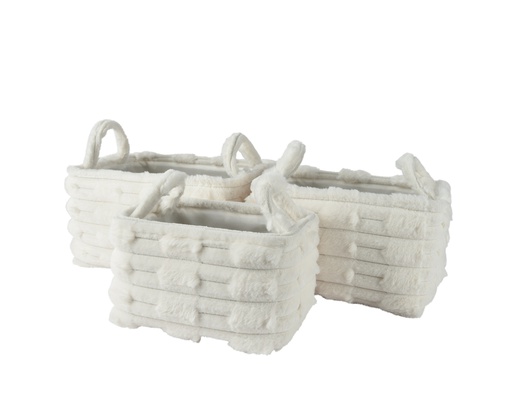 [4-538533] ***BASKET POLYESTER OFF-WHITE L30.00-W40.00-H22.00cm  L25.00-W35.00-H20.00cm  L20.00-W30.00-H18.00cm
