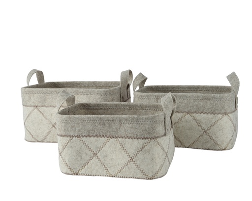 [4-538535] ***BASKET FELT OFF-WHITE L30.00-W40.00-H23.00cm  L26.00-W36.00-H20.00cm  L23.00-W32.00-H18.00cm