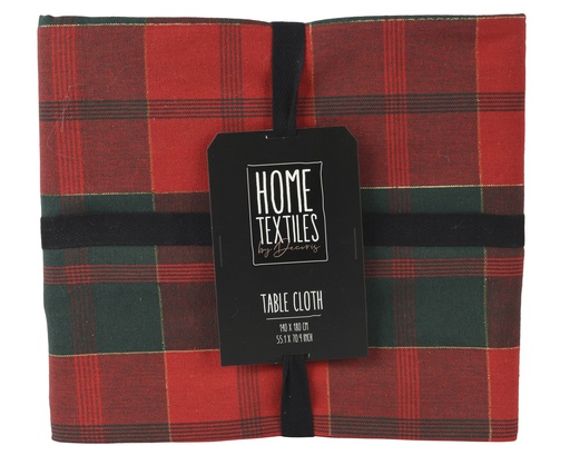 [4-669494] ***TABLECLOTH COTTON GREEN/RED L180.00-W140.00-H0.10cm