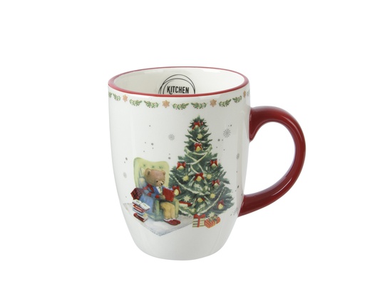 [4-608099] TASSE EN CÉRAMIQUE AVEC MOTIF OURS DE NOËL - L8.00-W11.30-H10.10cm