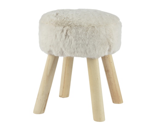 [4-440336] ***STOOL FAUX FUR CREAM dia30.00-H38.00cm