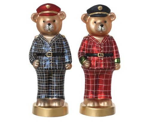 [4-129673] ***BEAR GLASS W HAT ASSORTED L10.90-W9.00-H28.50cm