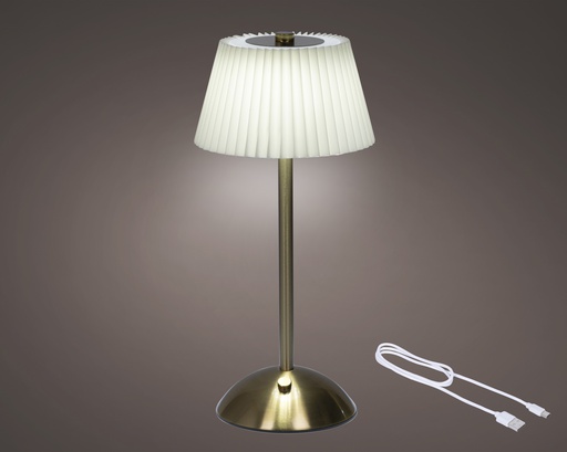 [4-489490] ***LED RECHARGEABLE TABLE LAMP BO INDOOR CREAM/GOLD dia15.00-H30.50cm-20L
