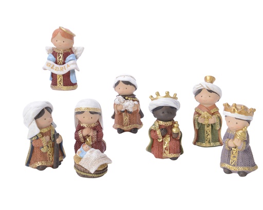 [4-596539] NACIMIENTO RESINA  8CM - SET DE 8 FIGURAS -
