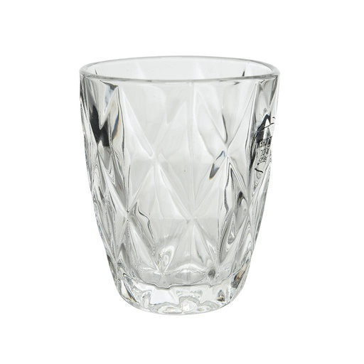 [4-607702] VASO DE CRISTAL GRABADO CON CUADROS - TRANSPARENTE- D8X10CM D8X10CM