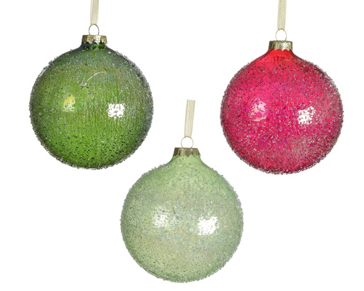 [4-071377] ***BAUBLES GLASS W GLASS BEADS ASSORTED dia8.00cm