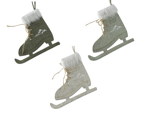 [4-216196] ***SKATES FELT WHITE FUR GREEN L2.00-W21.50-H25.00cm
