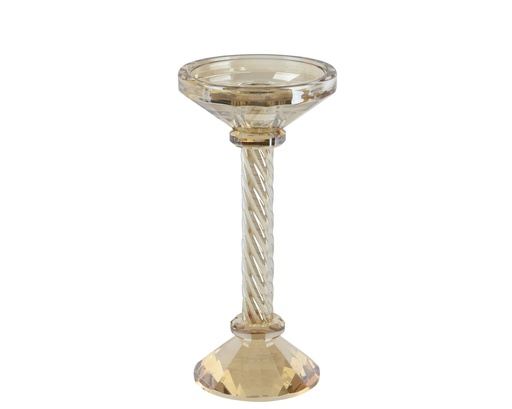 [4-383002] CANDELABRO CRISTAL - TRANSPARENTE Y MARRON - L10.00-W10.00-H20.00cm