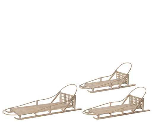 [4-389583] ***SLEIGH FIRWOOD NATURAL/COLOUR(S) L138.00-W45.00-H42.00cm  L115.00-W40.00-H36.00cm  L93.00-W35.00-H35.00cm