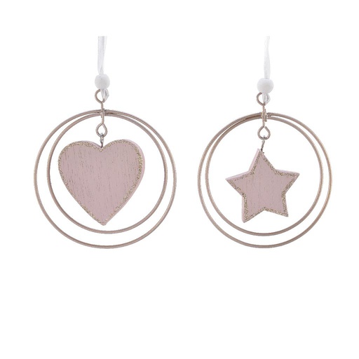 [4-610537] ESTRELLA/CORAZON FIBRA COLG 20CM 2SURT UD