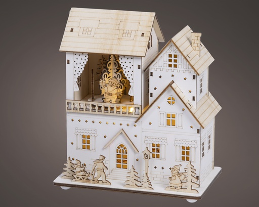 [4-489624] PETITE MAISON AVEC DE LA LUMIÈRE - BLANC - L12.00-W19.00-H22.00cm-3L