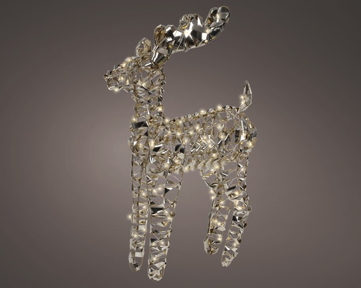 [4-490414] ***MICRO LED REINDEER BO OUTDOOR GOLD/WARM WHITE L13.00-W37.00-H66.00cm-100L