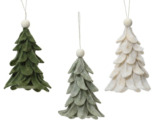[4-519190] SAPINS DE NOEL - FEUTRE/BOIS - 3 MODÈLES - L10.00-W10.00-H14.00cm