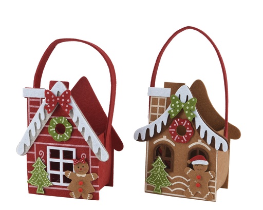 [4-519233] CESTA FIELTRO CASITAS - 2 MODELOS - PRECIO UNIDAD - L7.50-W14.50-H17.00cm