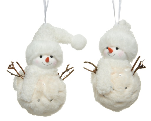 [4-521106] MUÑECO NIEVE P COLGAR - TELA - 2 DISEÑOS - PRECIO UD - L13.00-W13.00-H7.50cm