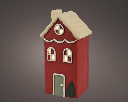 [4-536138] PETITE MAISON AVEC DE LA LUMIÈRE - ROUGE - L19.50-W15.50-H36.50cm-4L