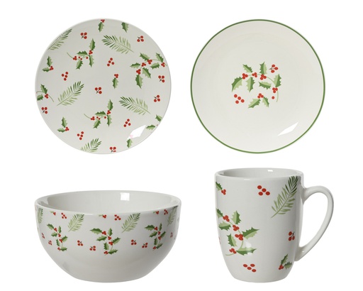 [4-537473] ***DINNER SET PORCELAIN WHITE/COLOUR(S) L27.50-W24.50-H27.50cm