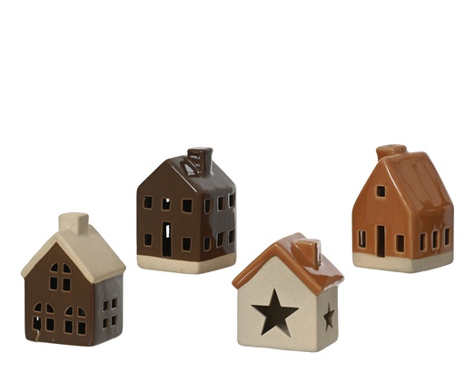[4-537831] PETITES MAISONS EN PORCELAINE - 4 MODÈLES - L6.30-W7.30-H11.00cm