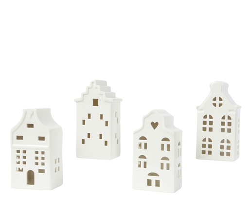 [4-537842] PETITES MAISONS EN PORCELAINES - 4 MODÈLES - L7.00-W9.60-H17.50cm