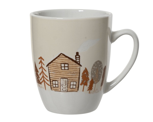[4-604120] TAZA PORCELANA "CASITAS" -  L8.80-W8.80-H10.50cm