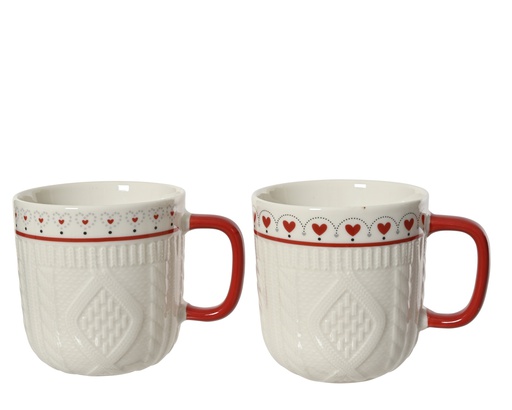 [4-607364] TAZA PORCELANA "TRICOT" - 2 DISEÑOS - PRECIO UNIDAD - MUSTHAVE - dia8.70-H9.30cm