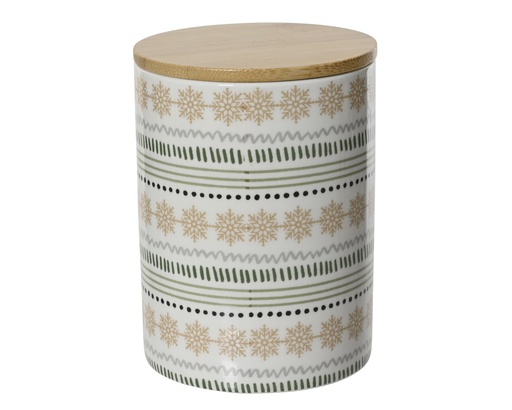[4-607377] BOTE PORCELANA BLANCO/VERDE dia9.80-H12.50cm