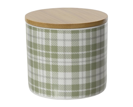 [4-607378] ***STORAGE JAR PORCELAIN WHITE/GREEN dia1.49-H8.20cm