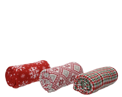 [4-617916] MANTA IMPRESA MOTIVO NAVIDEÑO - FORRO POLAR - - 3 DISEÑOS - PRECIO UNIDAD - L130.00-W170.00-H0.40cm