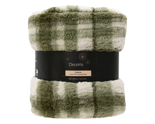 [4-617939] ***THROW POLYESTER GREEN/WHITE L130.00-W170.00-H0.80cm