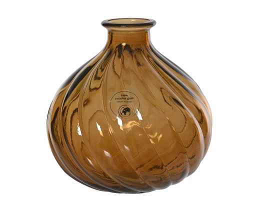 [4-647443] ***VASE RECYCLED GLASS LIGHT BROWN dia16.00-H17.00cm