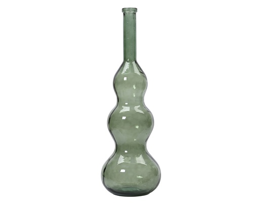 [4-648520] ***VASE RECYCLED GLASS DARK GREEN dia33.00-H100.00cm