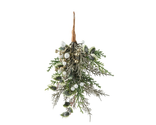 [4-681367] BRANCHE AVEC DES PAILLETTES VERTES - L6.00-W15.00-H27.00cm