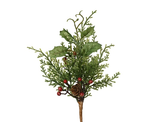 [4-682916] BRANCHE AVEC DES PAILLETTES VERTES -   L5.00-W13.00-H25.00cm