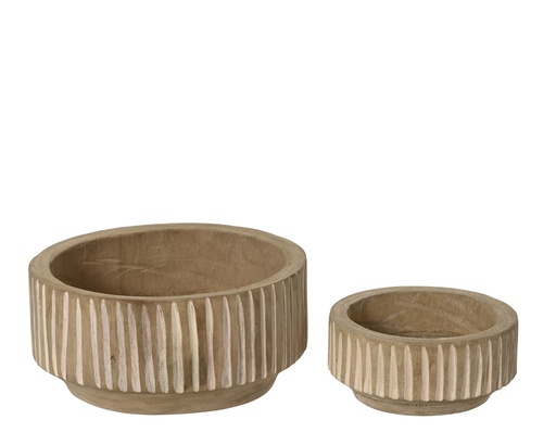 [4-707705] BOLES DECORATIVOS MAD DE PAULONIA - SET DE 2 - dia24.00-H11.00cm  dia16.00-H7.00cm