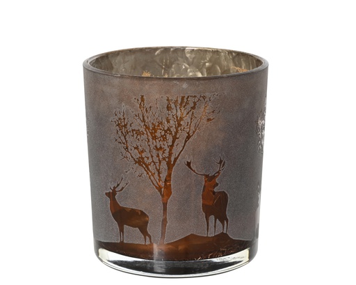 [4-708152] ***TEALIGHTHOLDER GLASS LIGHT BROWN dia7.30-H8.00cm