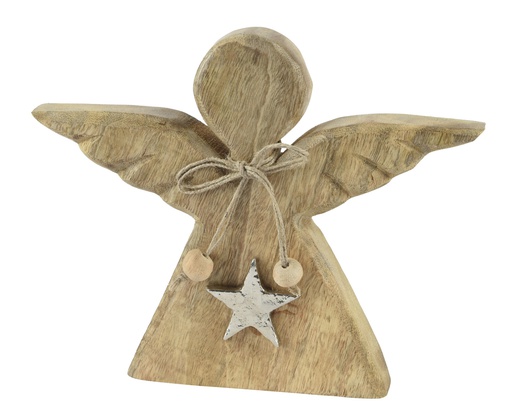 [4-708621] ANGEL MADERA DE MANGO - MAT RECICLADO - HECHO A MANO - - L18.00-W2.50-H14.50cm
