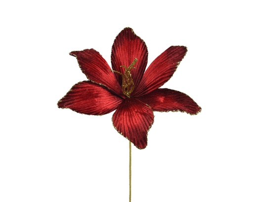 [4-708706] PONSETTIA ROJO Y DORADO - ATERCIOPELADA -  L23.00-W10.00-H60.00cm