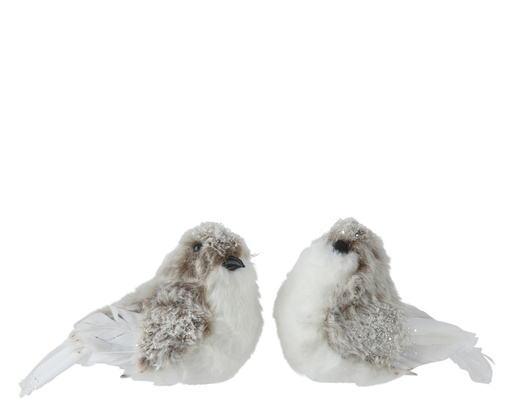 [4-724177] OISEAUX À PLUMES ET PAILLETTES - 2 MODÈLES - PRIX À L'UNITÉ - L12.00-W6.00-H8.00cm