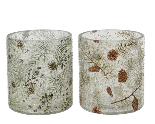 [4-724255] ***TEALIGHTHOLDER GLASS ASSORTED dia11.50-H13.00cm