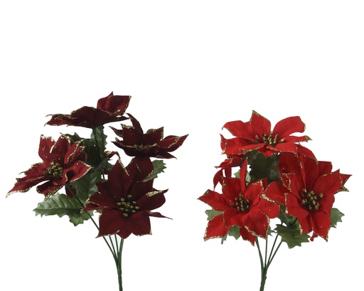 [4-724362] BOUQUET DE POINSETTIA - 2 COULEURS - PRIX À L'UNITÉ - W26.00-H36.00cm