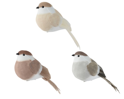 [4-729301] OISEAUX EN MOUSSES - 3 COULEURS - PRIX À L'UNITÉ -  L17.00-W7.00-H6.50cm