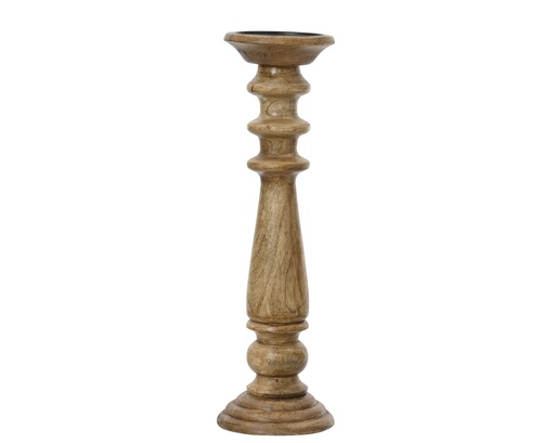 [4-729433] ***CANDLEHOLDER MANGOWOOD NATURAL L15.00-W15.00-H46.00cm