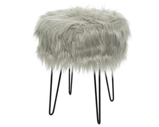 [4-613153] TABURETE PELO D35X45CM GRIS