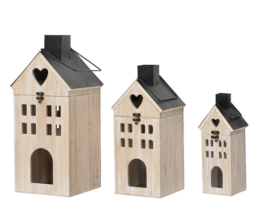 [4-389580] ***LANTERN MDF NATURAL/COLOUR(S) L22.00-W20.00-H49.00cm  L18.00-W16.00-H39.00cm  L12.00-W10.00-H30.00cm