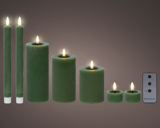 [4-489243] ***LED WICK CANDLE BO INDOOR GREEN/WARM WHITE dia7.00-H19.00cm-1L